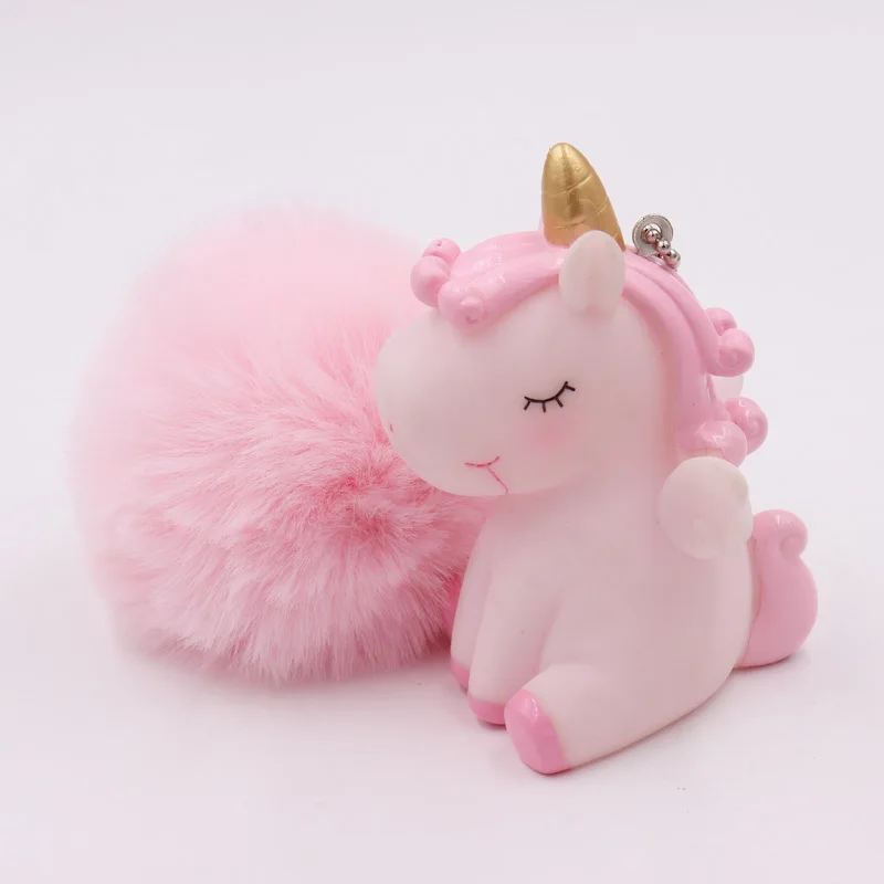 Милый плюшевый помпон мечты Единорог брелок круглый из искусственного