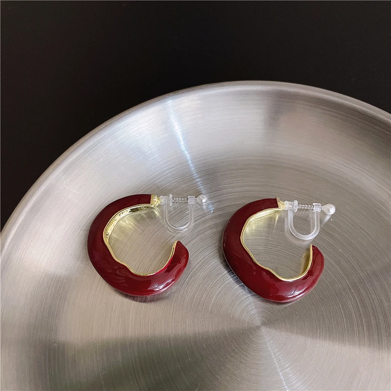 

GHIDBK Designer Irregular Trendy Coloured Glaze Earrings For Girls Shiny Summer C-Shape Hoop Earrings Elegant Statement Jewelry