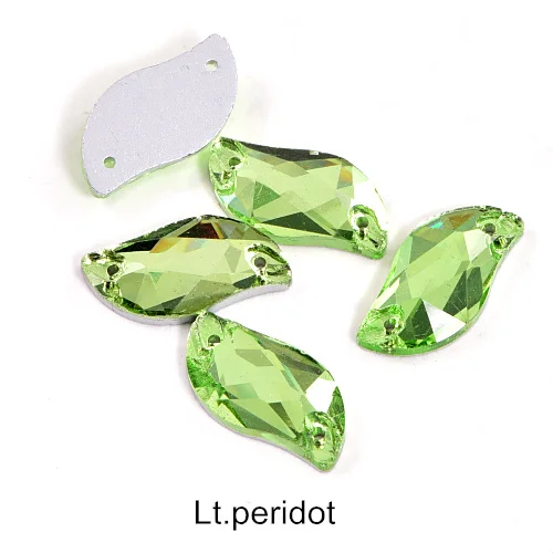 Lt.peridot Горячее предложение! Распродажа! 3 размера красный S лист формы пришить стразы с отверстиями Flatback Стеклянные стразы шьют-на Стразы для шитья одежды B0176 - Цвет: Lt.peridot