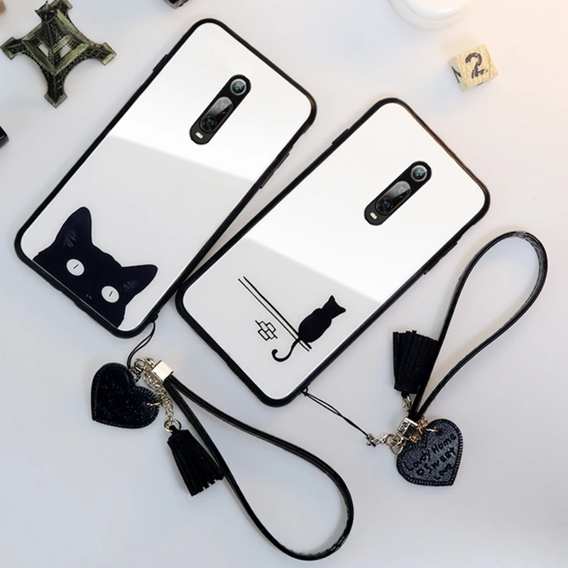 Case &amp Strap For Meizu M9 M8 M6 M5 Note Glass Hard Cover 15 16 16s 16xs v8 x8 s6 E3 simple Cute cat lanyard funda | Мобильные