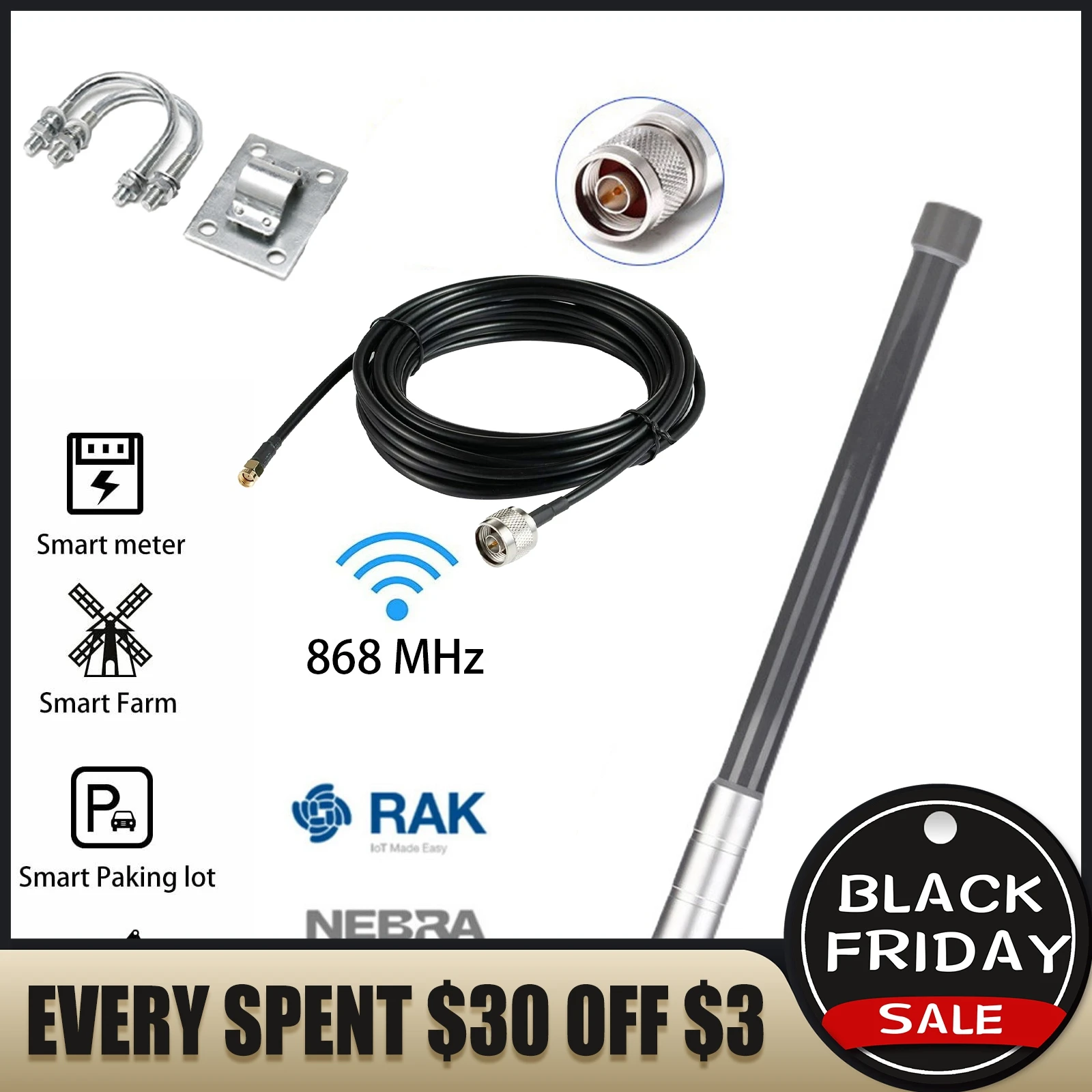 

6dBi Helium Hotspot Miner Outdoor 868mhz LoRa Antenna for RAK Nebra Bobcat lenght 80cm