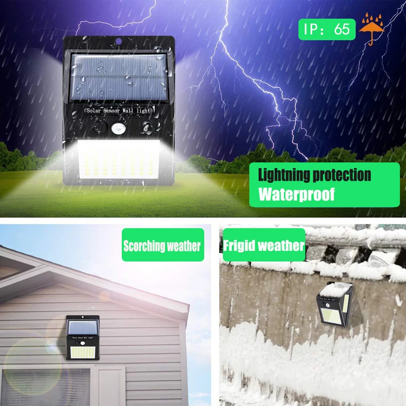 100 светодиодный светильник на солнечной батарее с датчиком движения PIR уличный