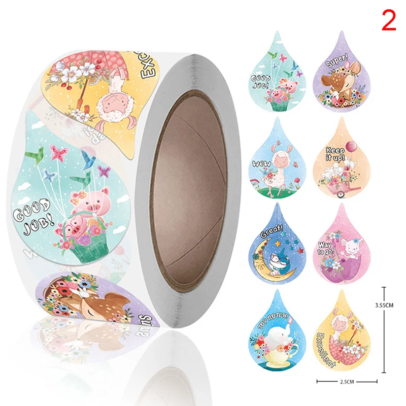 

500pcs/roll Kawaii Reward Sticker for Kids Cute Animal 1 inch 6 Designs School Teacher Encourage Student Children Stationery