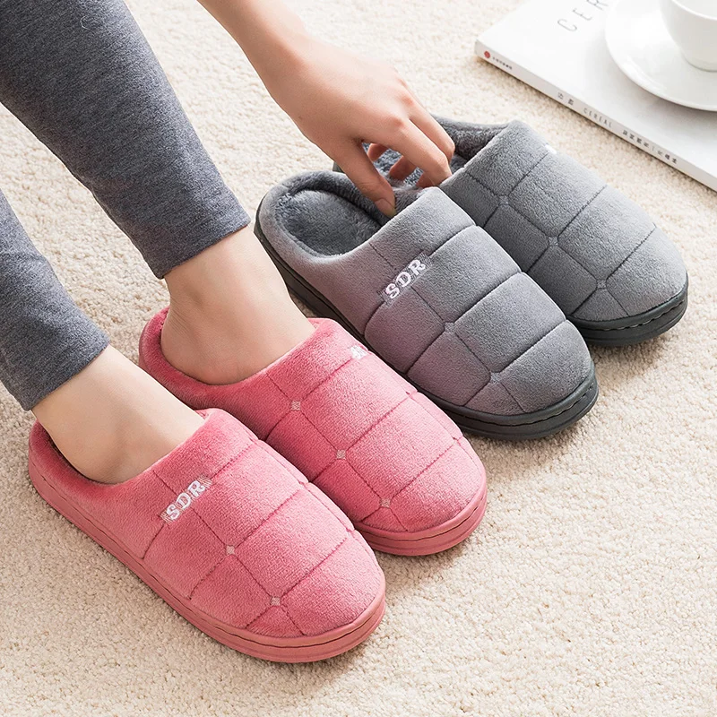 

Women Shoes Coral Velvet Winter Warm Slippers Concise Home Indoor Wedding Supplies Female Non-Slip Guest Plush Slippers