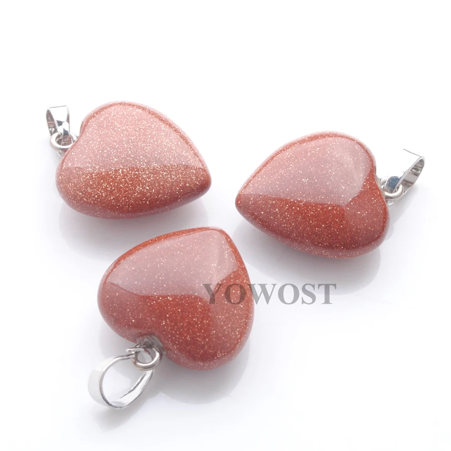 Оптовая продажа 20 шт./лот Ассорти Сердце натуральный камень Золотой Песок