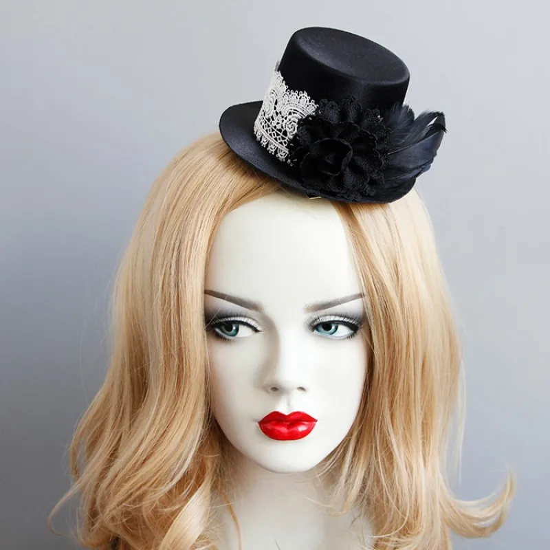

9 Different Flowers Decoration Party Hats for Women Small Black Hats Child Halloween Party Headwear Wedding Decorative T215
