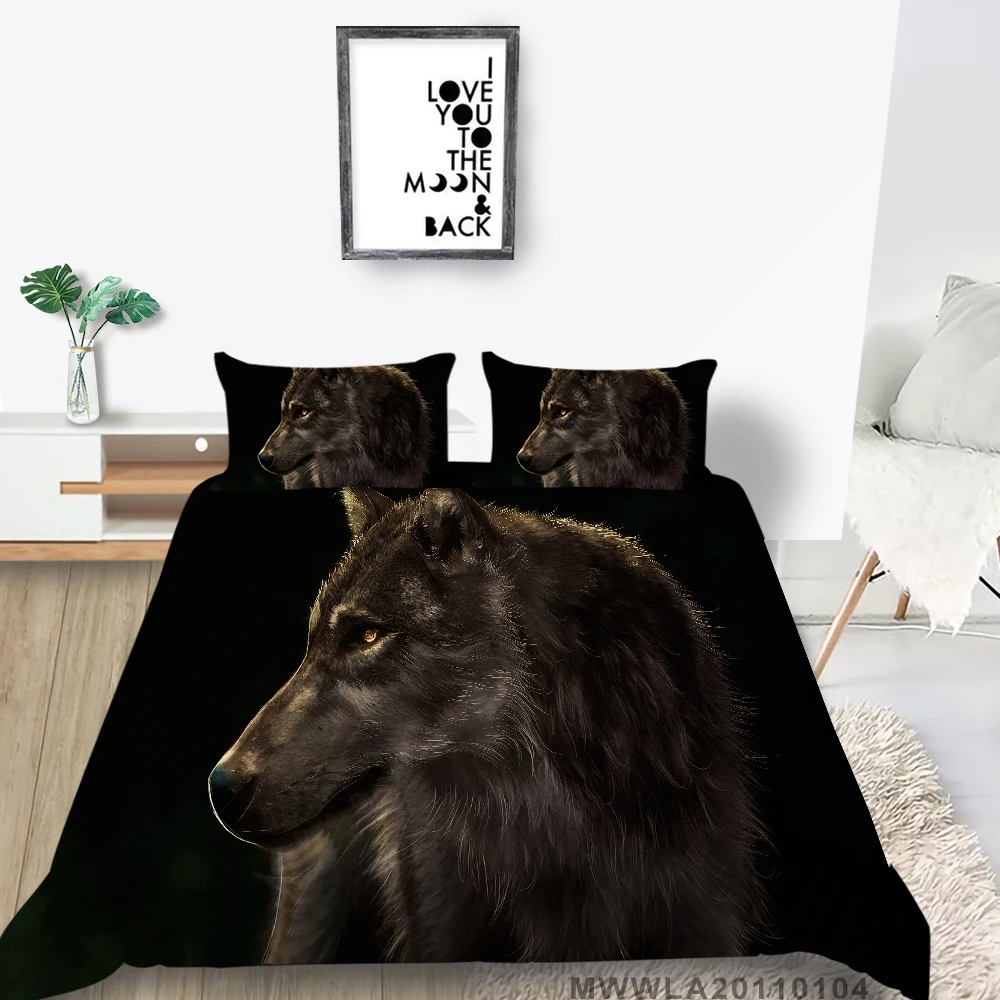 

3D Bedding Set Queen Size Duvet Cover Set Wolf Print Animals Soft Breathable Bedroom Decor Modern Bed Set 2/3 Pcs