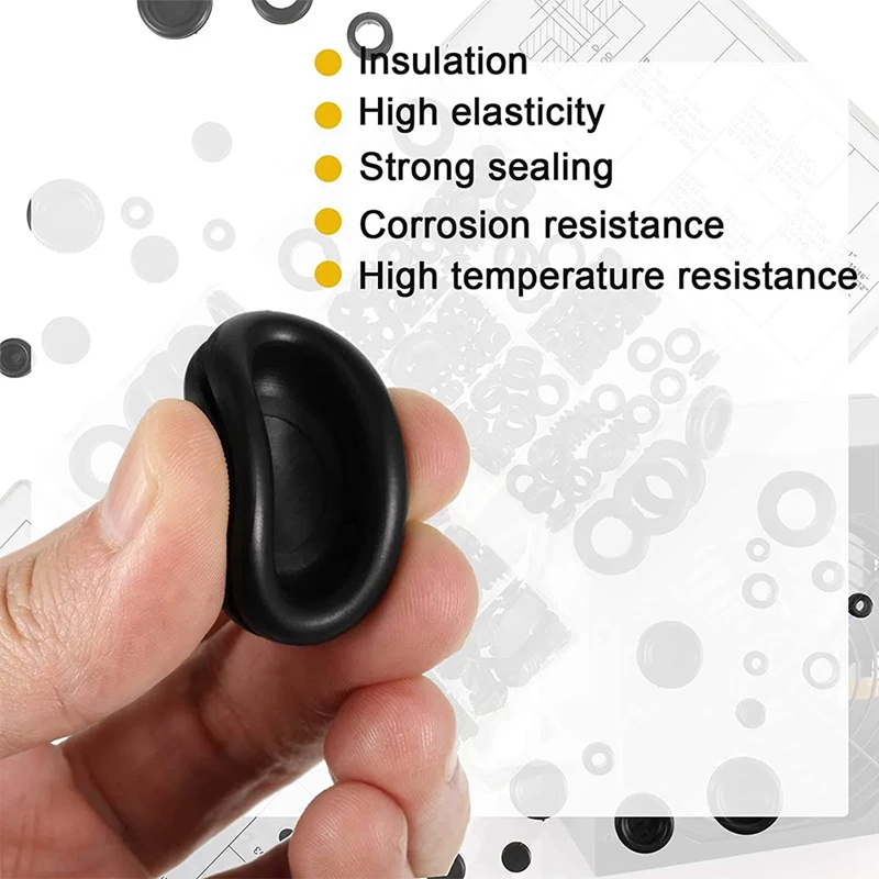 Набор резиновых прокладок Hot 350 Pieces Rubber Grommet Assortment Kit для автомобилей (2 коробки), для заполнения отверстий в жгутах проводов.