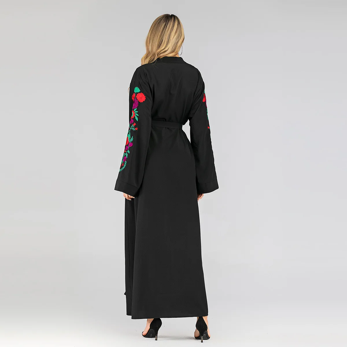 

WEPBEL Fashion Women's Clothing Women Long Maxi Dress Abaya Muslim Open Dress Cardigan Embroidery Slim Ramadan