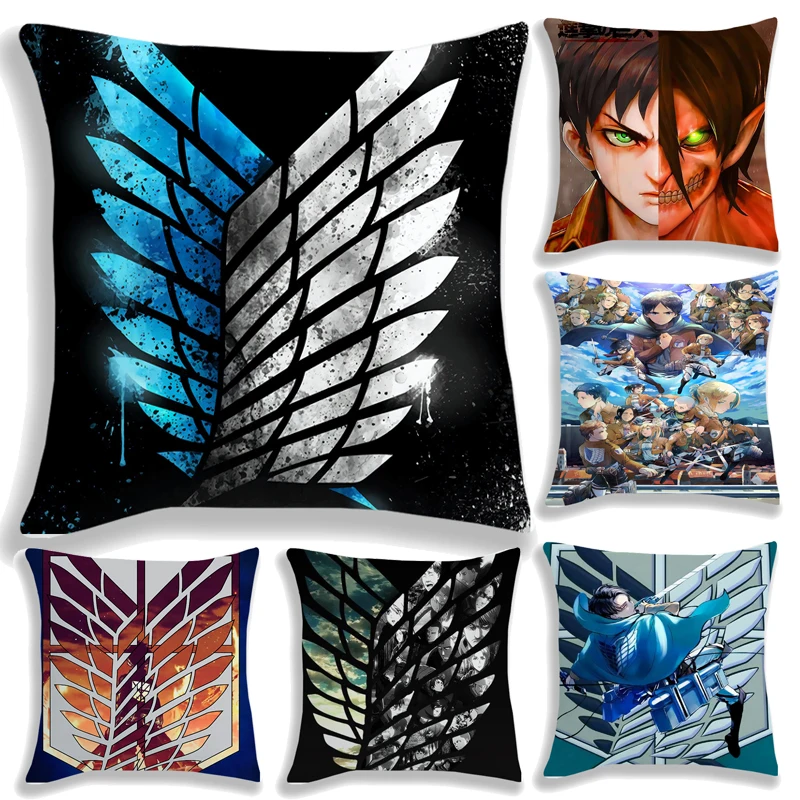 

Attack on Titan Cushion Cover Cartoon CHRONICLE Throw Pillow Cover Sofa Car Cushions Home Decoration Pillowcase 45*45cm