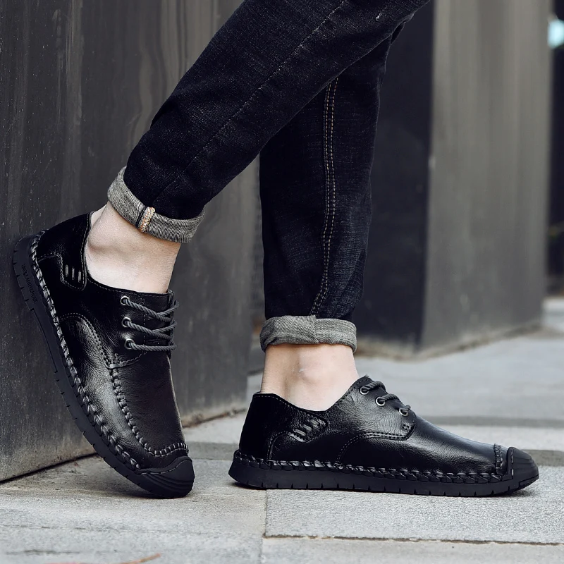 Оксфорды мужская обувь модная из натуральной кожи повседневные мужские лоферы