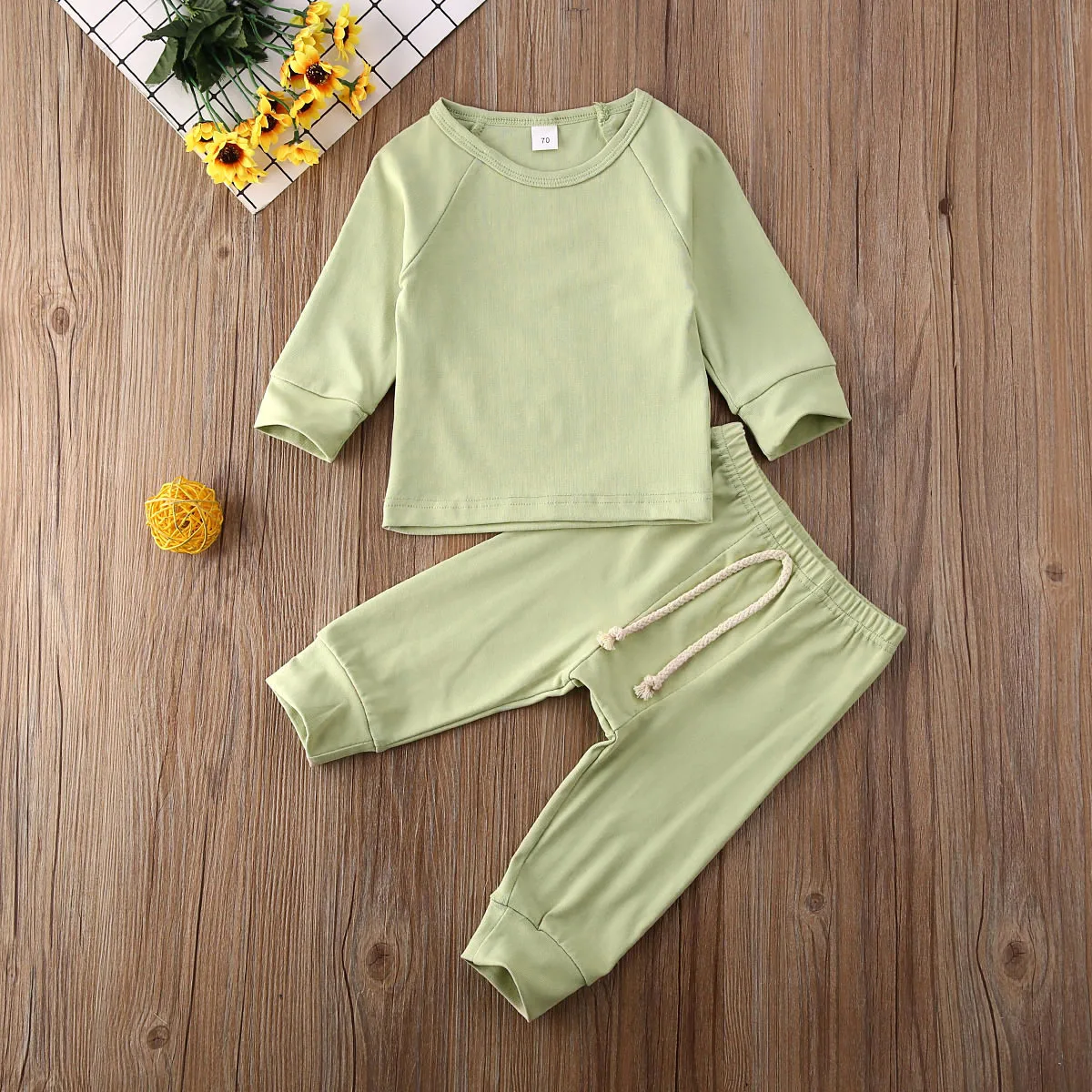 Детский комплект одежды для сна футболка и длинные штаны мальчиков девочек 0-24