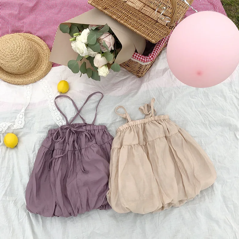 Милое платье принцессы в Корейском стиле с фонариками для девочек Однотонные