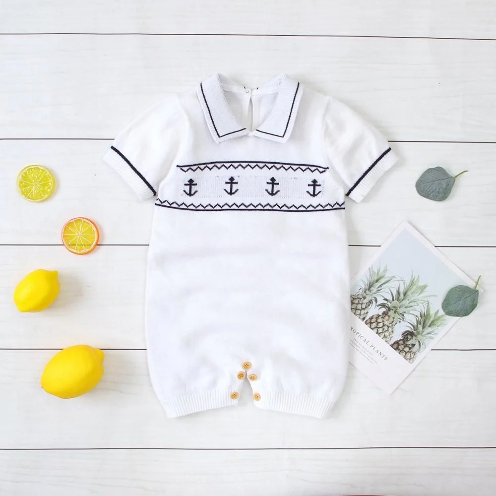 

Baby Rompers Summer Gentlemen Style Newborn Boys Jumpsuits Outfits Fashion Knitted Toddler Infantil Kids Sunsuit s