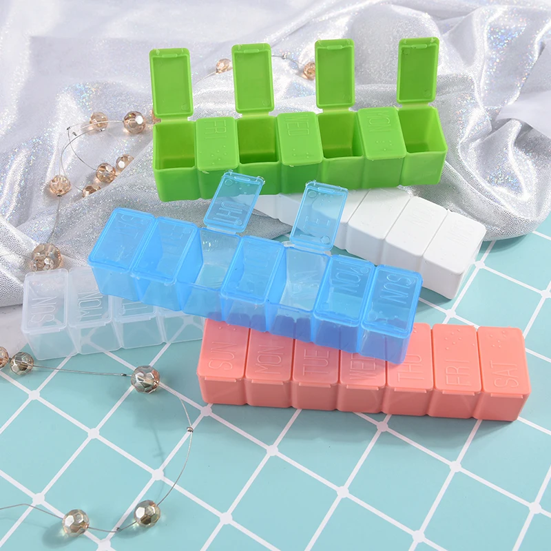 

7 Days Weekly Pill Case Medicine Storage Tablet Pill Box With Clip Lids Medicine Organizer Pill Case Splitters Storage Dispenser