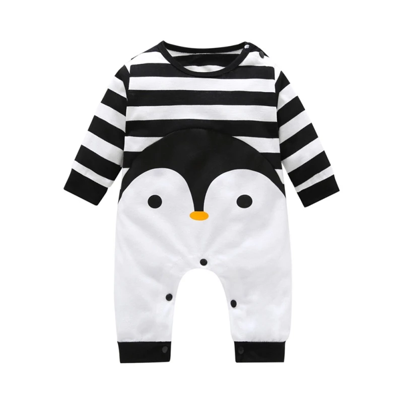 baby romper Милая Одежда для новорожденных с изображением пингвина из мультфильма; сезон весна-осень; хлопковый Детский комбинезон с длинными рукавами; Прочный детский домашний костюм для альпинизма - Цвет: baby romper