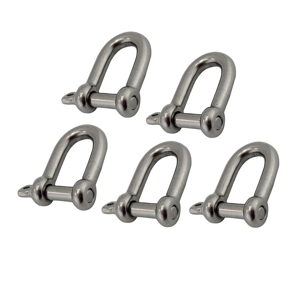 

5PCS 304 Stainless Steel M5/5MM D Shackle With Screw Pin Dee Tow Shackle For Paracord Bracelet Key Chain