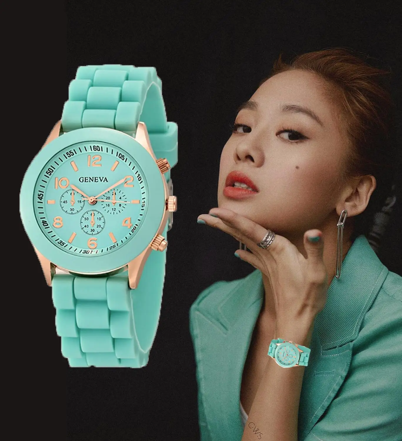 Relojes de cuarzo con correa de silicona para mujer, pulsera femenina de marca de lujo, a la moda, novedad de 2021