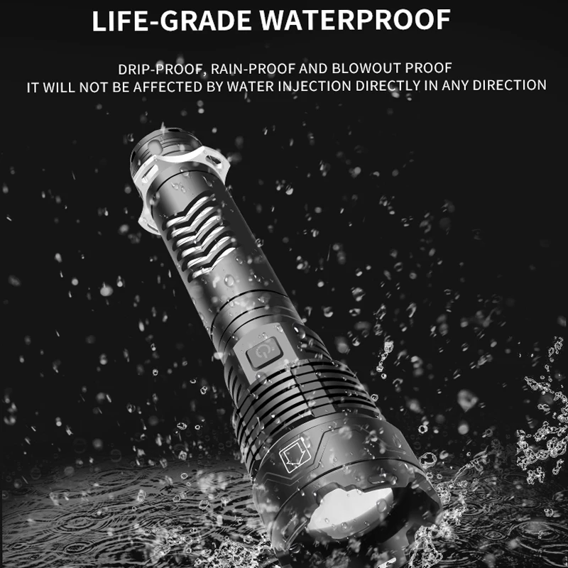 Comprar Linterna LED Ultrabrillante De 90000 Lúmenes, Resistente Al Agua, Iluminación Con Zoom XHP160, 5 Modos, Lámpara De Carga USB Multifunción