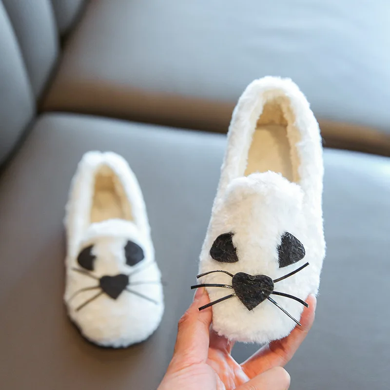 2019 женская обувь Слип он из плюша на плоской подошве без застежки для детей