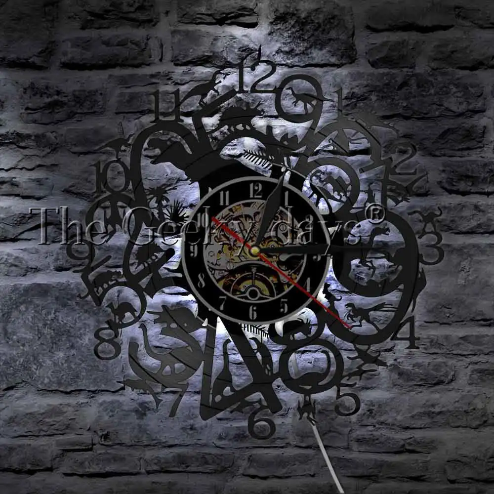 Настенные часы в стиле ретро с различными видами динозавров Т-Рекс домашний