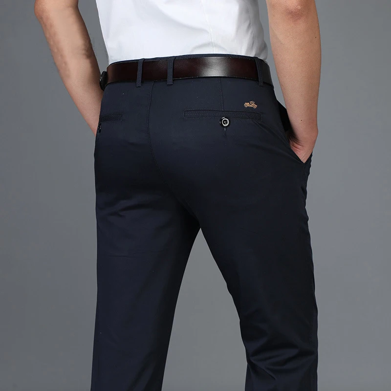 Новый бренд мужской костюм брюки повседневные Чистый хлопок Длинные мужские