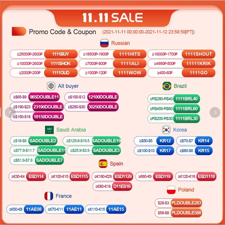 

PROMO CODE for 11.11 SALE