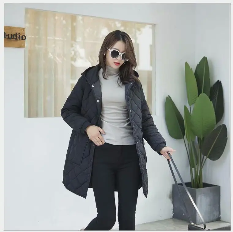 Зимнее женское корейское длинное модное свободное хлопковое пальто с подбором