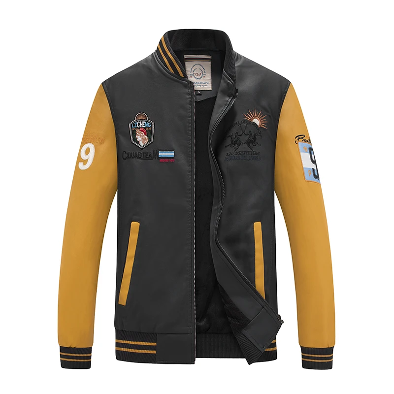 

Pu Jacket for Men Style Baseball Uniform Motorcycle Clothing Fashion Coat Male Leather Jackets Man 2021 Autumn Winter
