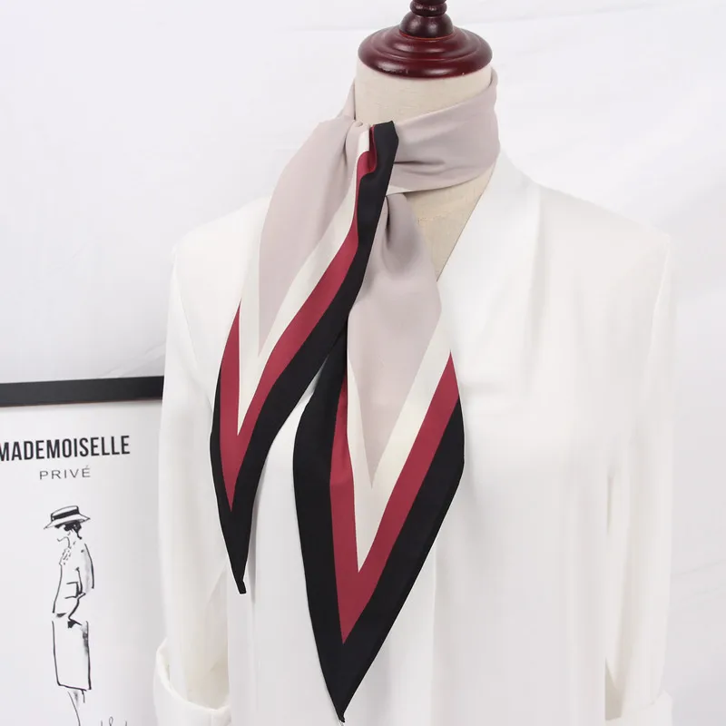 Дизайнерские новые Полосатые стильные и шикарные маленькие длинные шарфы со