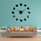 Акриловые простые настенные часы Land с изображением животных, сделай сам, кварцевые часы с зеркальным эффектом, наклейками, львом, тигром, слоном, лошадью, головой животных