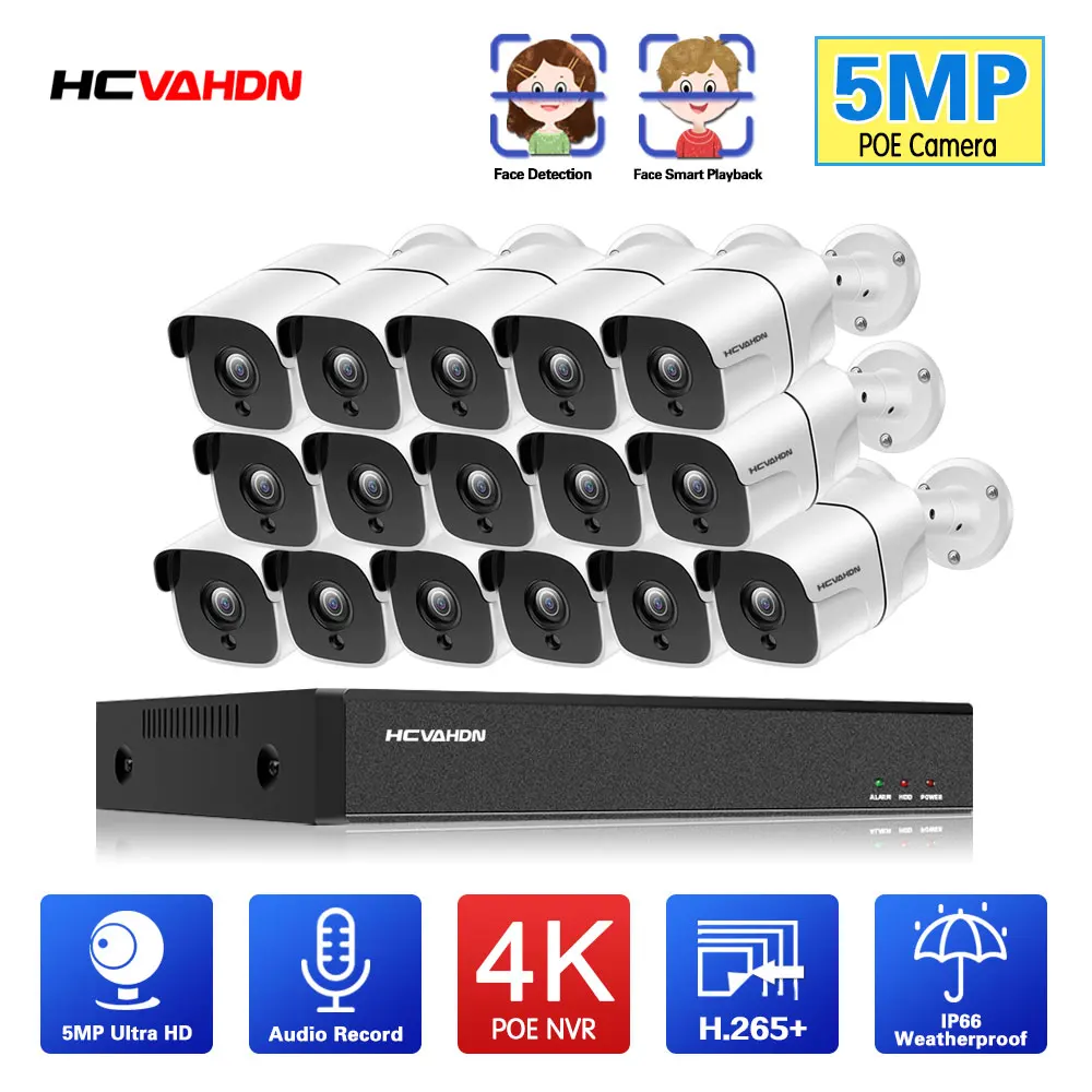 

Система видеонаблюдения, H.265, камера видеонаблюдения 5 МП, 16 каналов, 4K, POE, NVR, набор с датчиком движения, IP-камера, 8 каналов, XMEYE