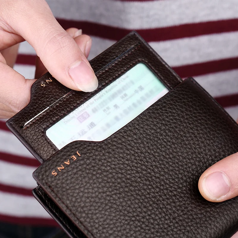 WilliamPolo New 2020 Men Wallet mens slim Credit Card Holder Bifold Genuine Leather Multi Card Case Slots Cowhide Leather Wallet