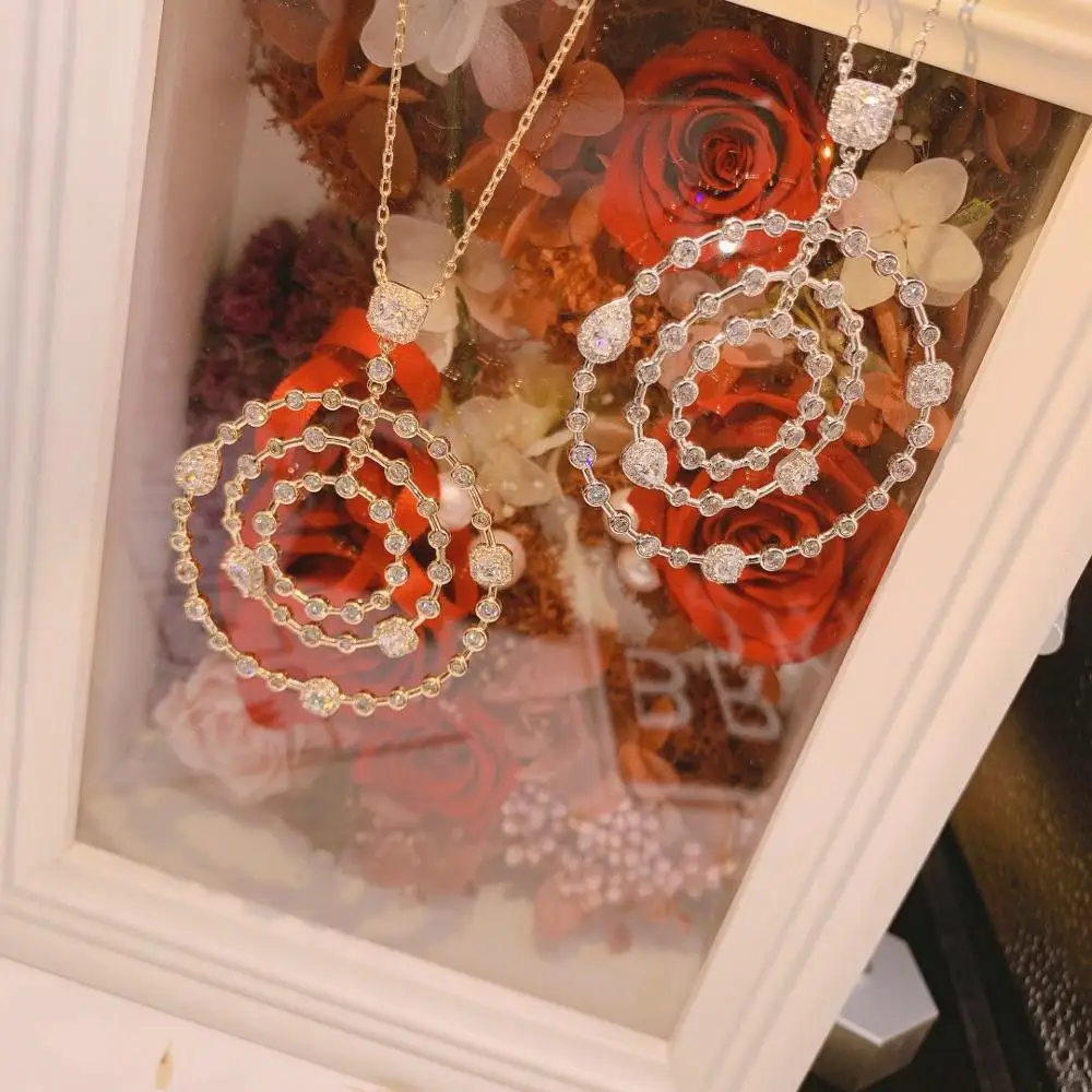 Hiневесты высокое качество круглые ожерелья подвески белый цвет кубический