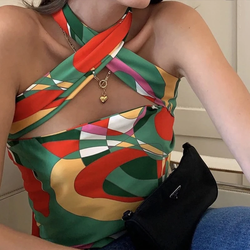 

SHUJIN 2021 Sexy Print Tracksuit Woman 2 Piece Boho Outfit Suit Halter Bandage Tanks Ruched Drawstring Midi Skirts Matching Set