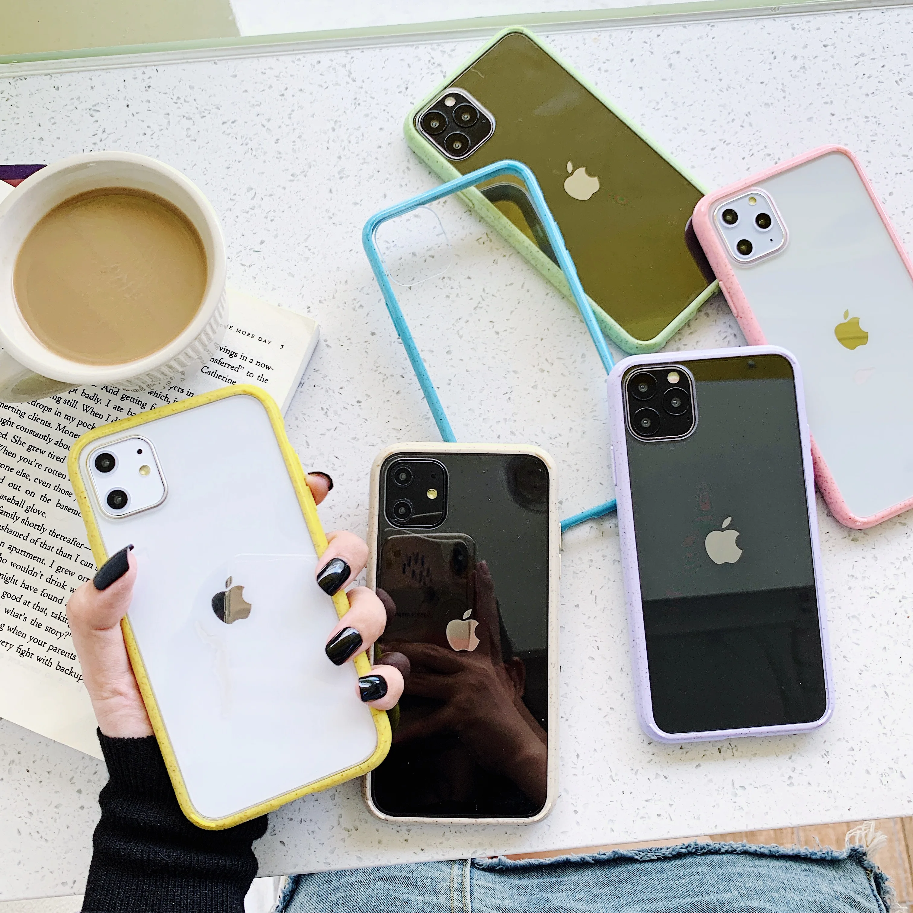 Прозрачный ударопрочный чехол с рамкой для iPhone 11 Pro Max XR XS 7 8 Plus X из мягкого ТПУ