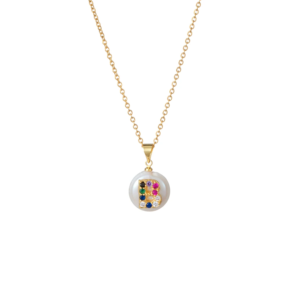 Paylor Pearl 26 Alphabet Letters CZ Zircon Necklace Initial Multicolor Personalized Letter Name Jewelry Accessories For Girlfrie | Украшения