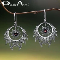 black angel hinduism 925 silver ruby garnet exaggerated fire earring brincos gemstone topaz drop earring jewelry gift