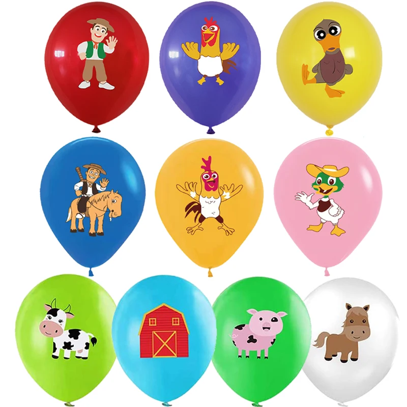 10 шт./Лот латексные воздушные шары для цыплят фермы животные корова свинка лошадь