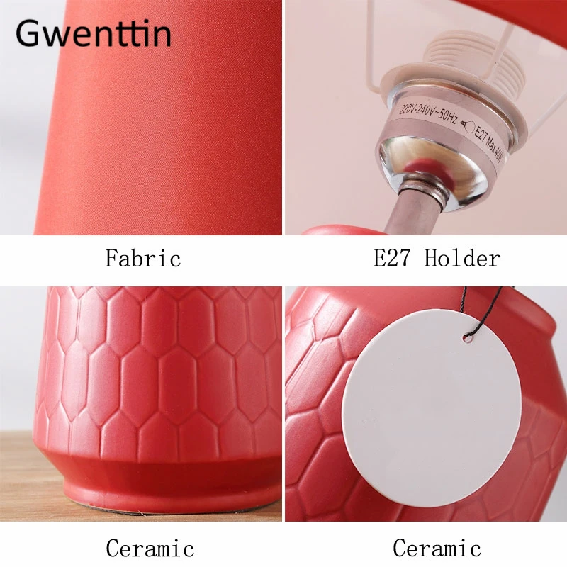 Red Ceramic Table Lamps Romantic Modern Desk Lamp for Living Room Bedroom Led Stand Light Fixtures Standing Lights Wedding Decor | Освещение
