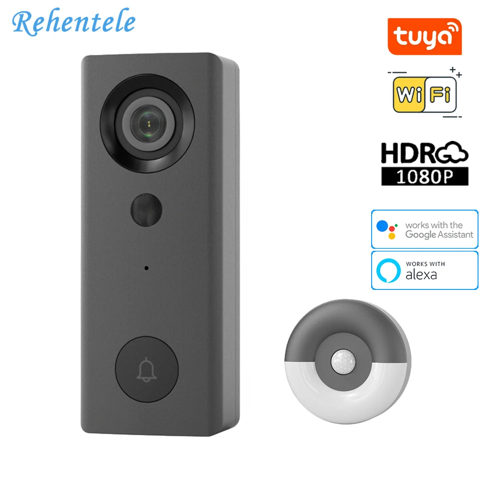 1080P HD WiFi Video Doorbell Camera Tuya Smart Home Wired Doorbell with Security Camera Two-Way Talk Support Alexa Google Home