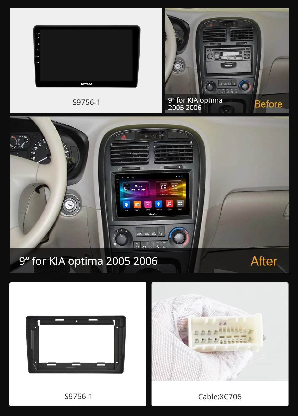 Автомобильный dvd плеер Ownice GPS Navi для Kia optima 2005 2006 2011 - 2014 головное устройство android 9 0 8