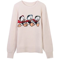 runway sweaters 2021 soft warm duck embroidery autumn winter warm knitting pullover casual women high quality jumpers clothes