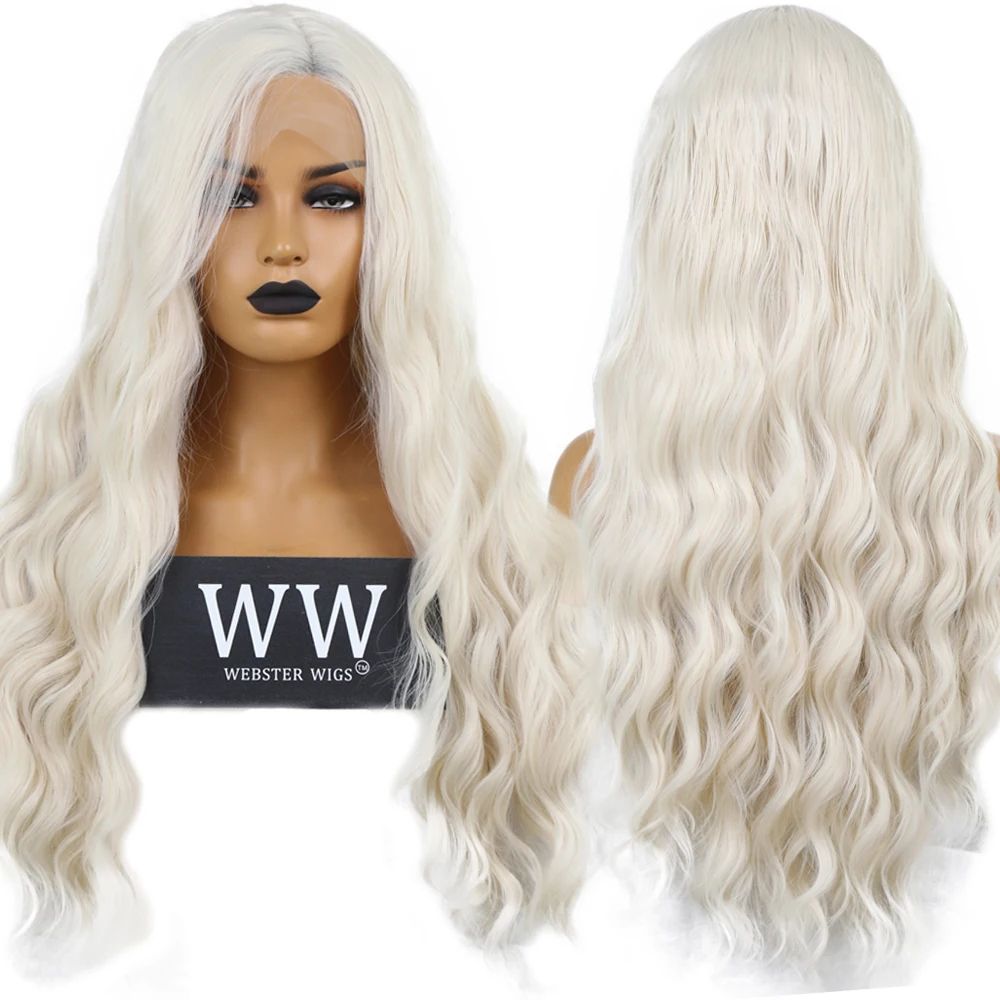 

FANXITON Glueless Synthetic Lace Front Wig Body Wave Blonde Cosplay Wigs For Women High Temperature Silk Fiber Long Hair