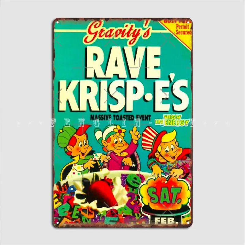 

Y2k Rave Krispies Flyer металлический знак кинотеатр Гостиная Фреска на заказ жестяные пластинки знак плакаты