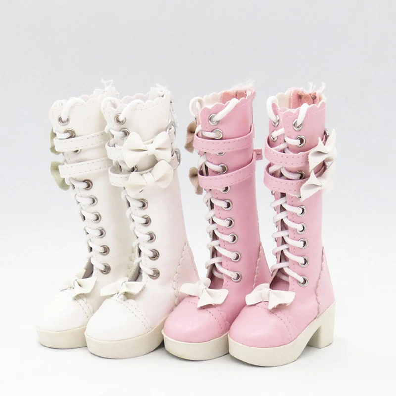 

60cm Bjd Doll Princess Shoes For 7cm To 8cm Doll Feet Fashion Pink Boots High Heel Leather Shoes Doll Accessories Doll's Gifts