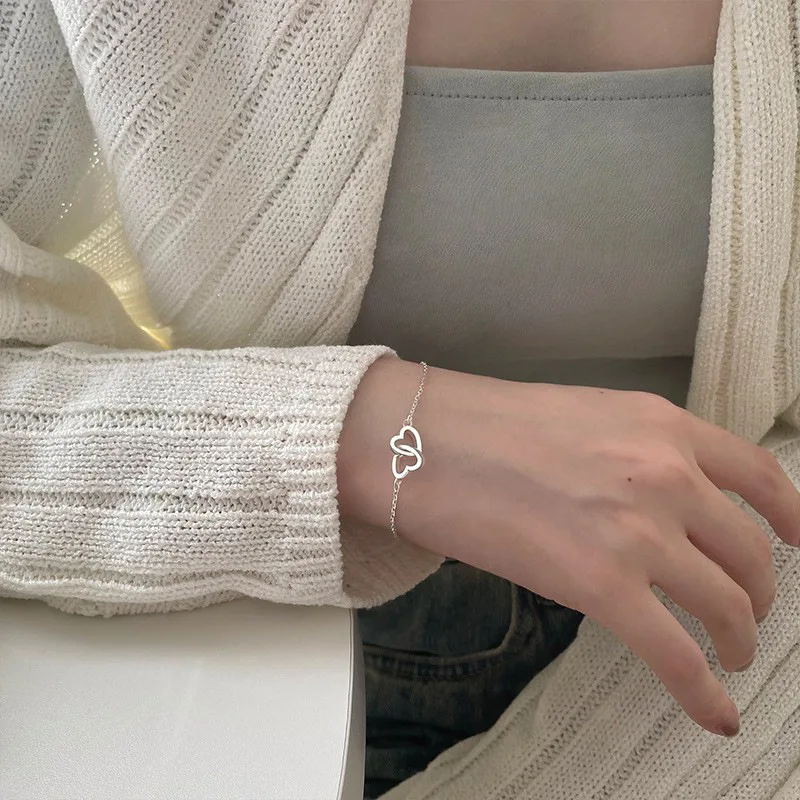 Trendy Jewelry Sweet Heart Bracelet Popular Design Hot Selling One Layer Simply Metal For Girl Fine Accessories | Украшения и