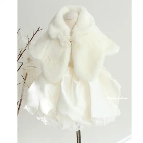 Детская накидка из белого искусственного меха для девочек накидка-болеро зимнее