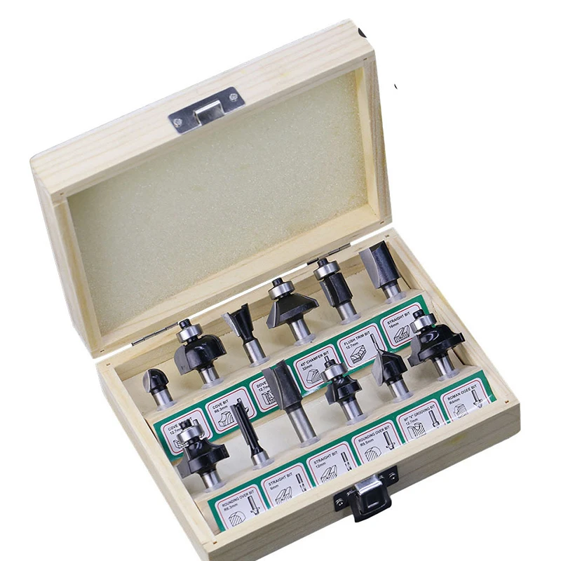 

12pcs Set Router Bit Milling Shank Hard Alloy Woodwork Cutters Attachment Tools