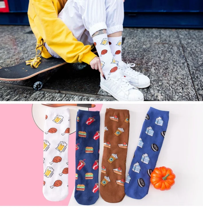 Новые модные женские носки Забавные милые Мультяшные с фруктами бананами